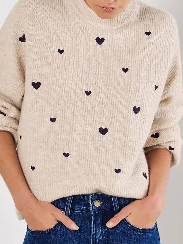 Embroidered Heart Jumper