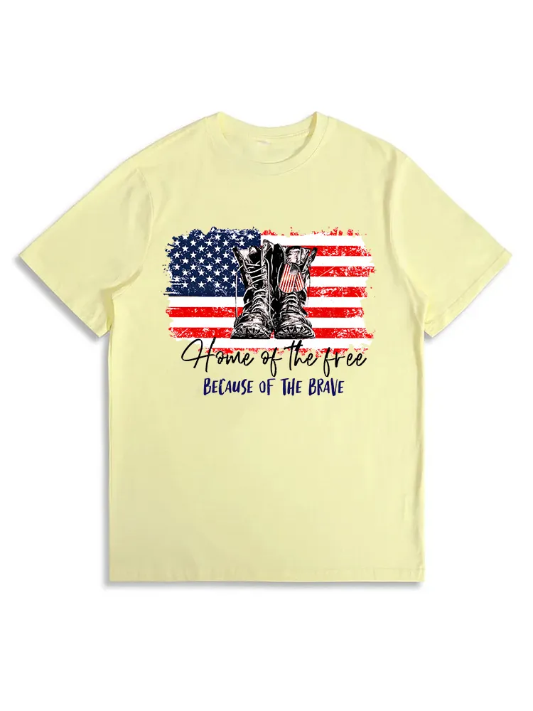 Home Of The Free Because Of The Brave Tank USA Flag T-Shirt