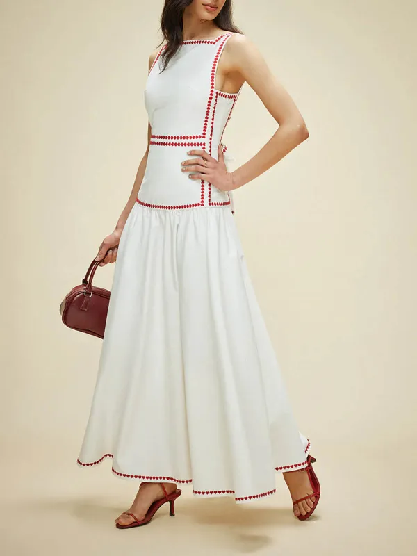 Tied Back Heart Detail Sleeveless Dress