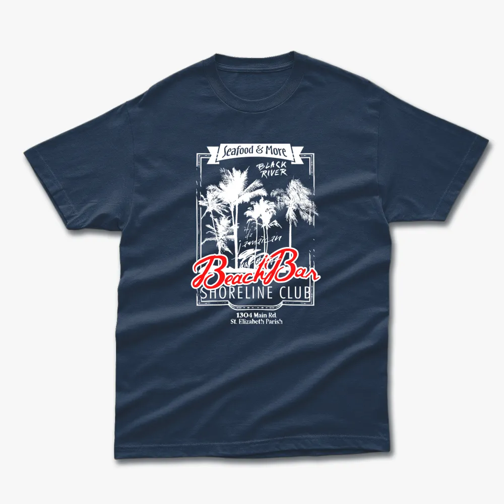 Retro Summer Seafood More Black River Printed T-Shirt