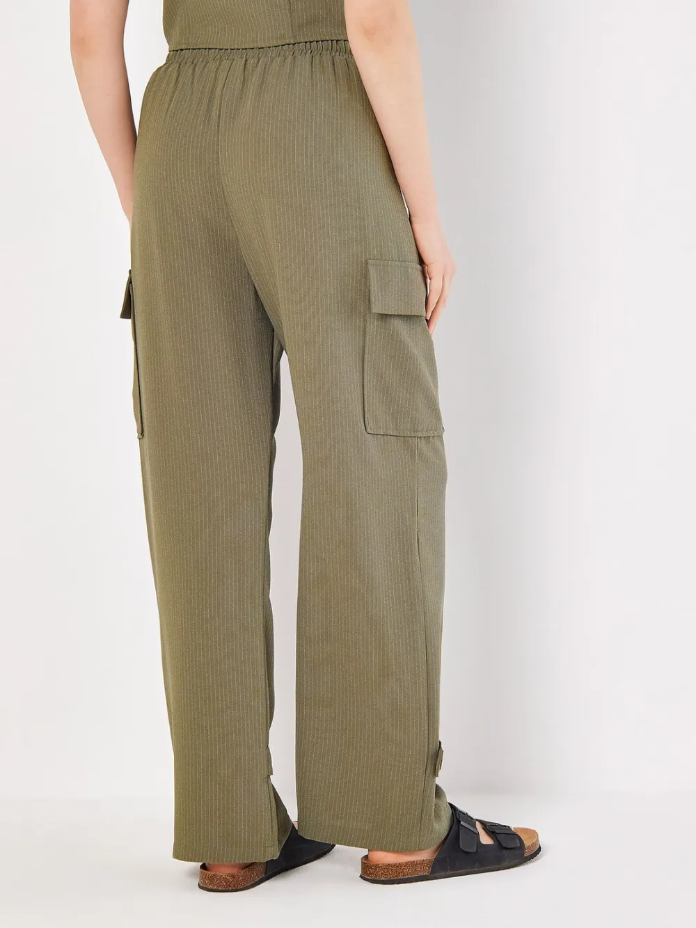 Textured Pinstripe Cargo Trousers