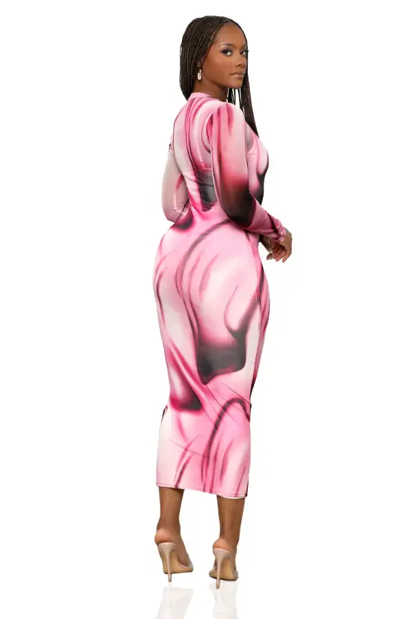Pink Marble Mesh Dress- FINAL SALE