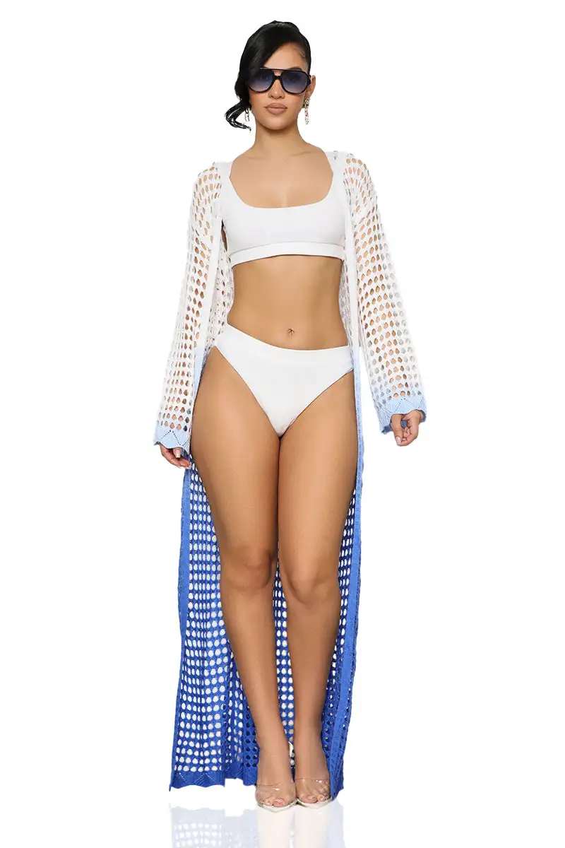 Ocean Views Swimsuit Cover Up Kimono (Blue)- FINAL SALE