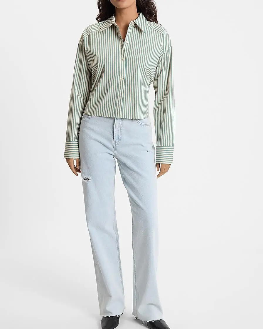 Striped Cropped Portofino Shirt