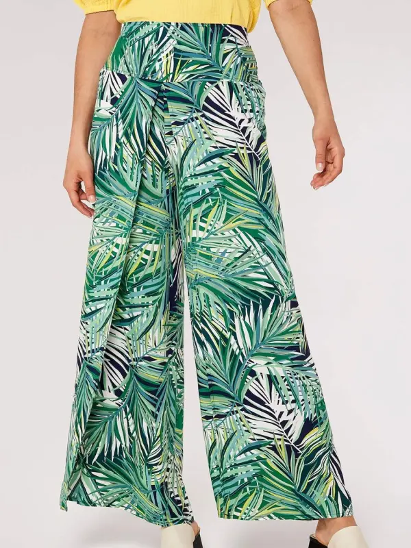 Palm Print Wrap Trousers