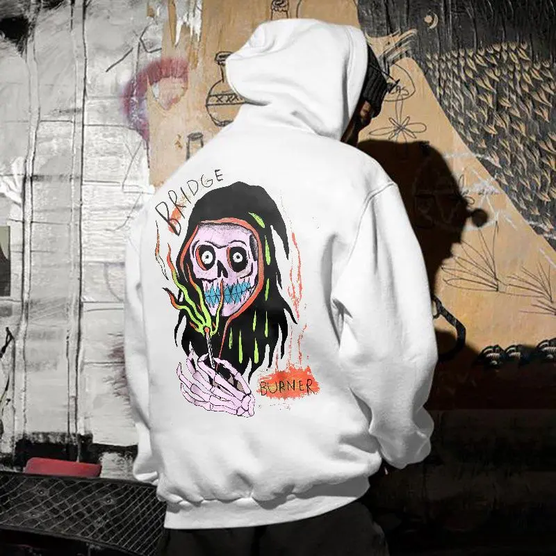 Bridge Burner Skull Printed Men's Hoodie
