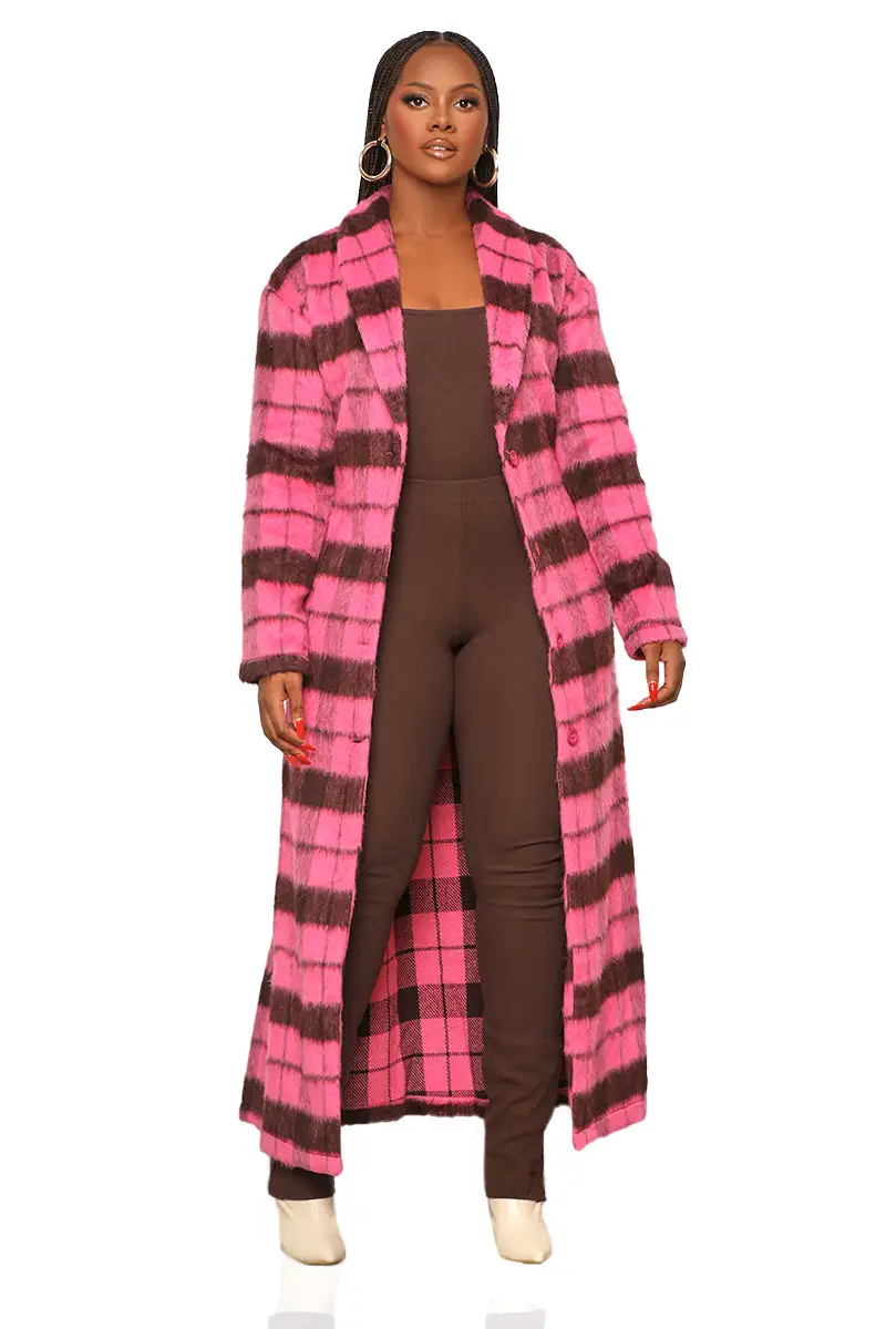 Fallin Into You Plaid Coat (Pink Multi)- FINAL SALE