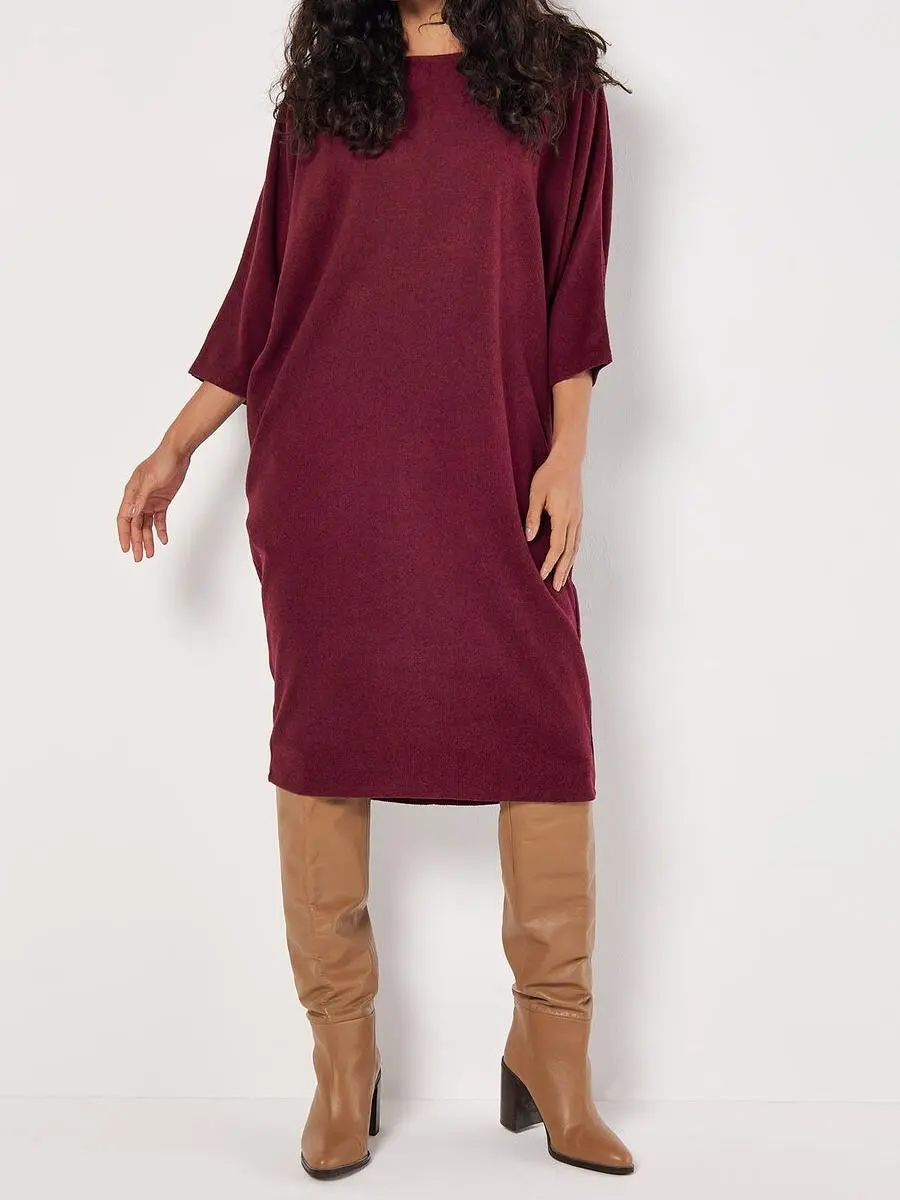 Ribbed Knit Cocoon Midi Dress