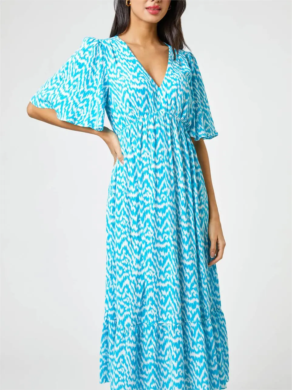 Aqua Tiered Maxi Dress