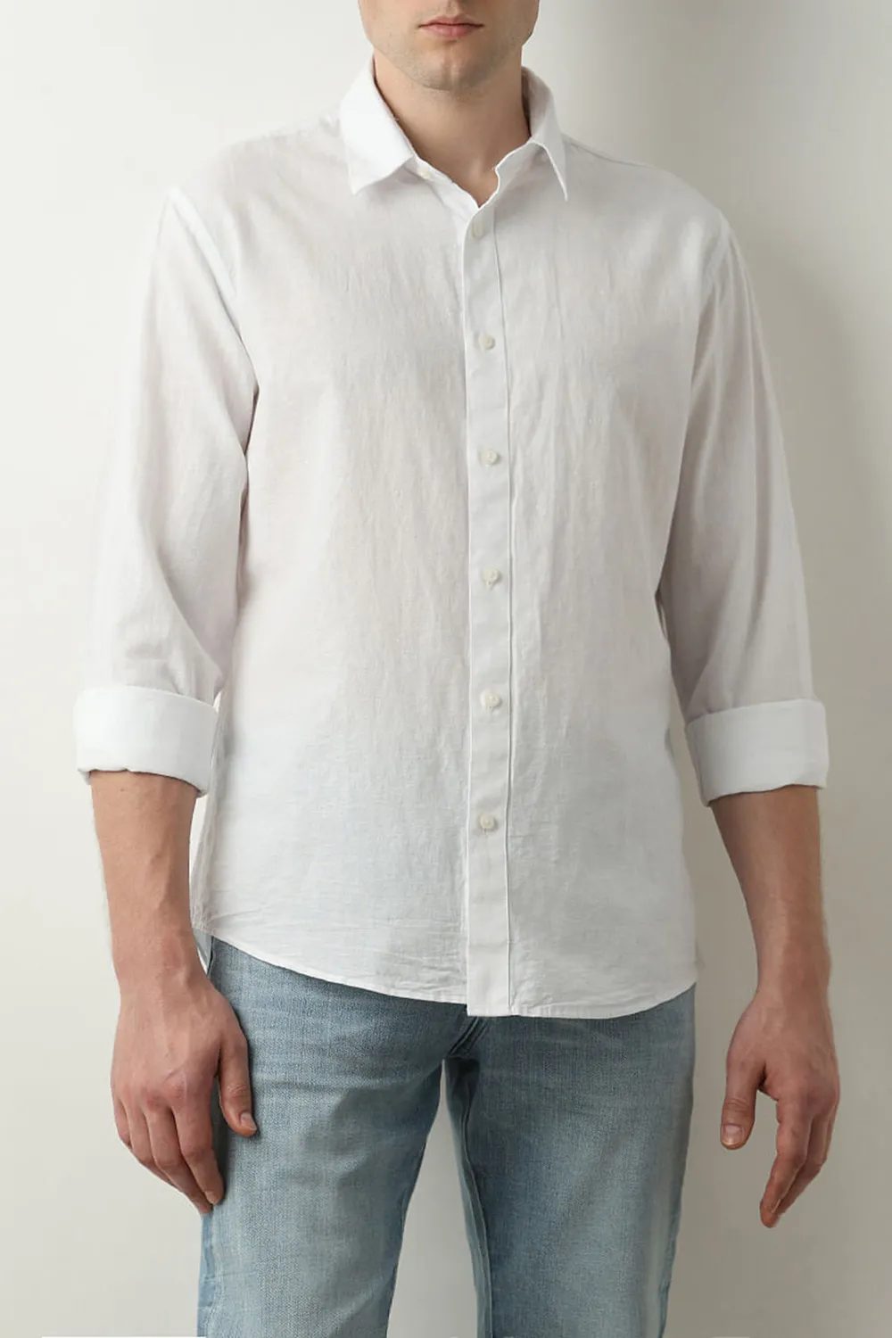 White Linen Full Sleeves Shirt