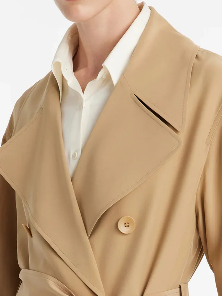 Mulberry Silk Women Trench Coat With Belt