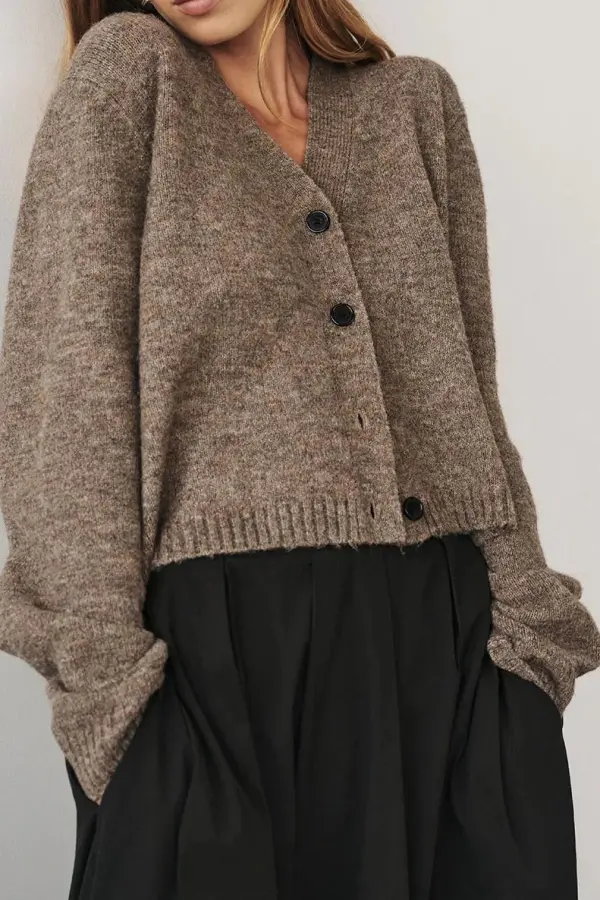 PIP CHOC MARLE KNIT CARDIGAN