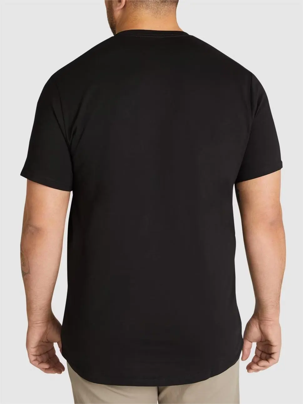 BLACK ESSENTIAL LONGLINE PANEL TEE