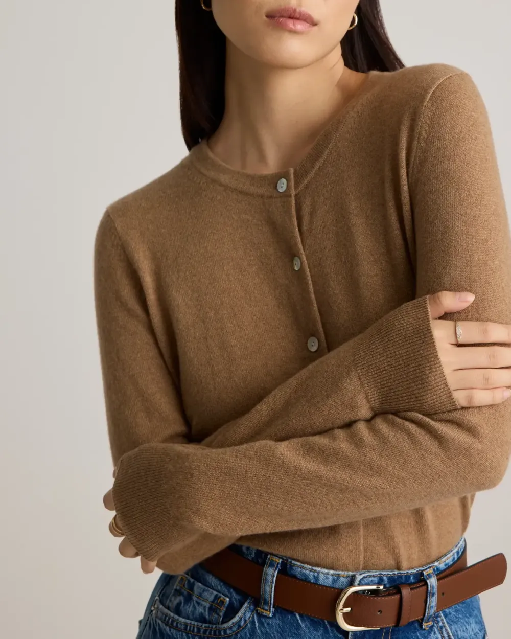 Cropped Cut Cashmere Cardigan Sweater