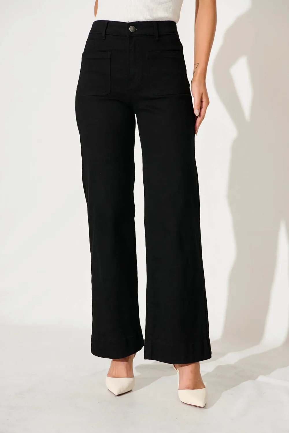 Black High Waisted Straight Leg Jeans