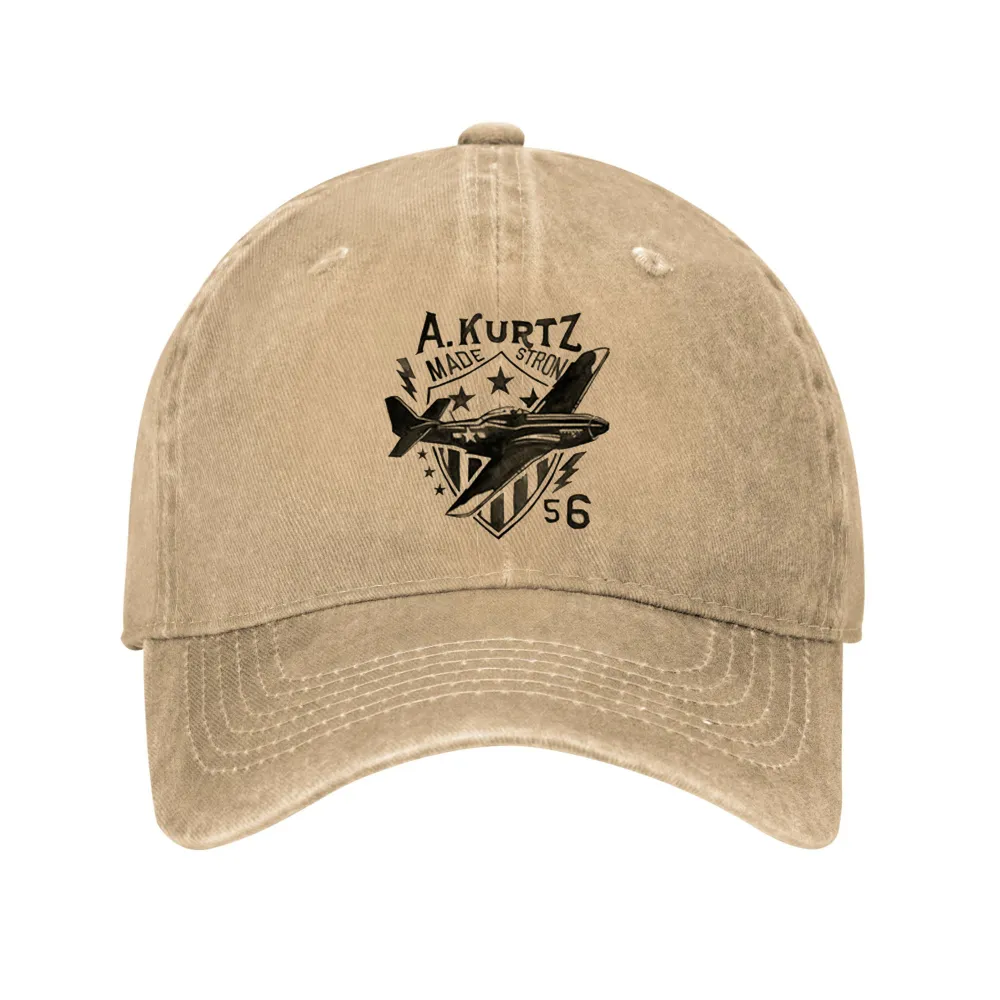 No. 56 Powerful Fighter Washed Denim Peaked Hat