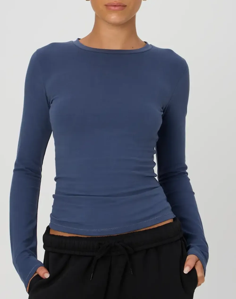 Cotton Fitted Long Sleeve Top