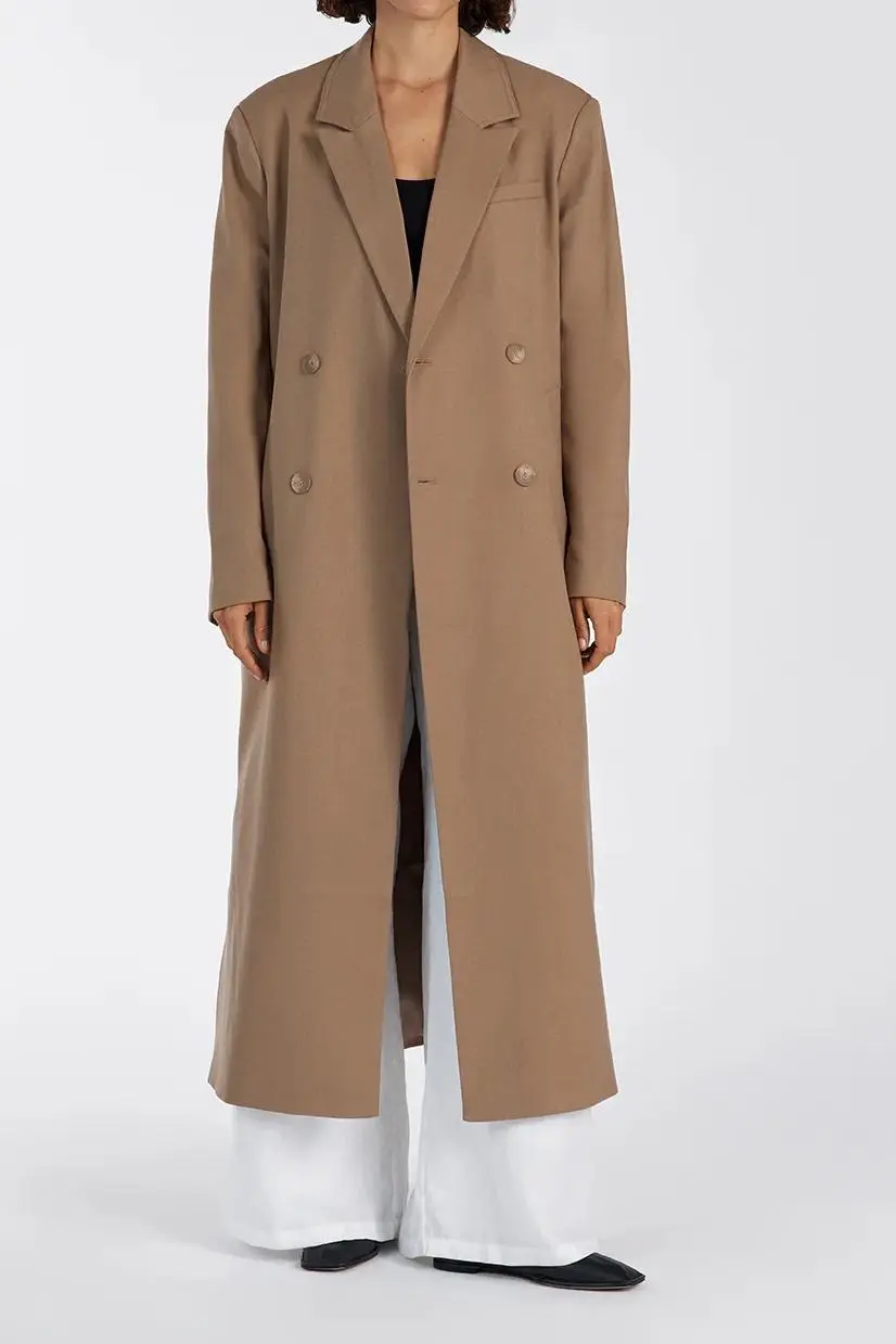 CELINA TAN WOOL BLEND COAT