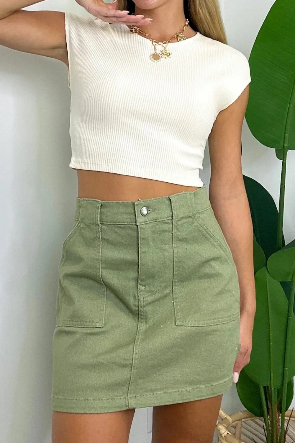 High Rise Cargo Skirt