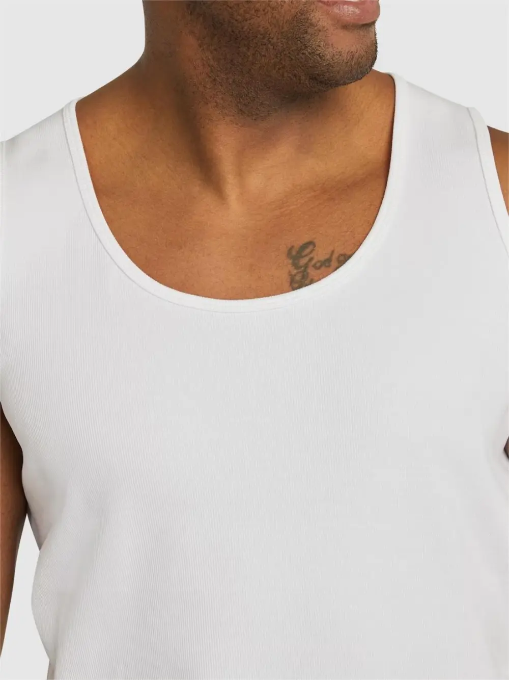 WHITE ESSENTIAL RIB TANK