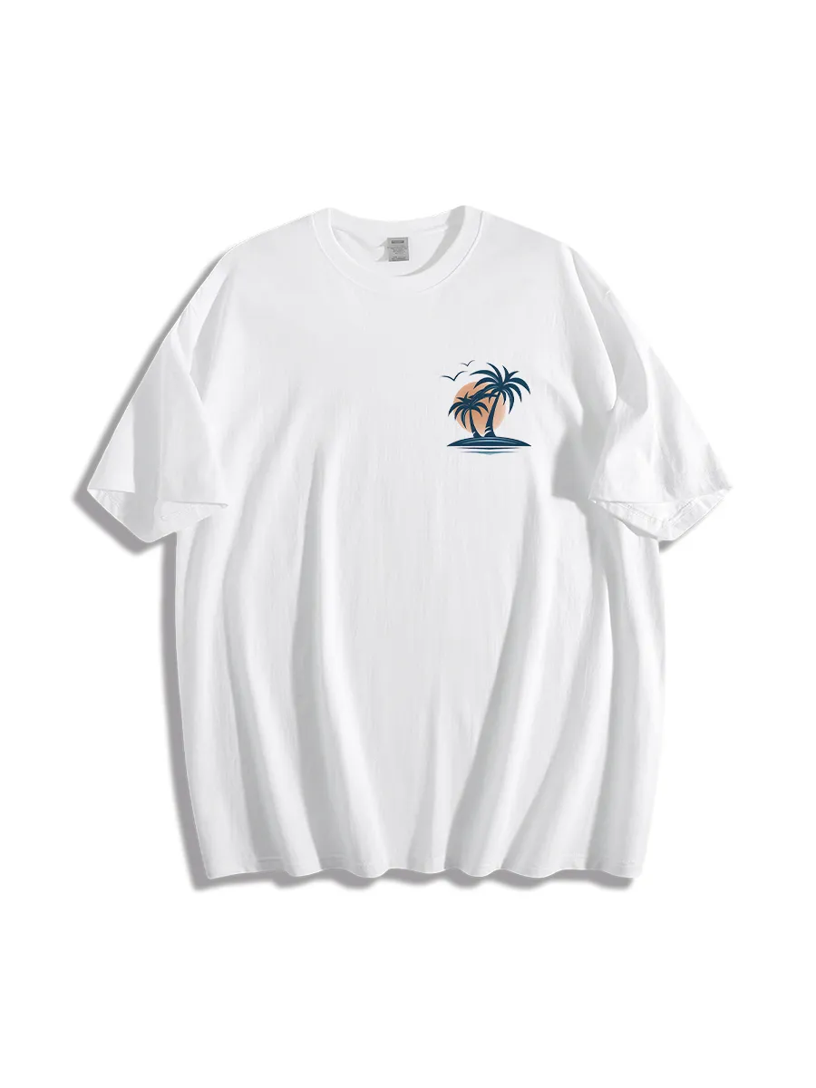 Summer Casual Loose Coconut Tree Print T-Shirt