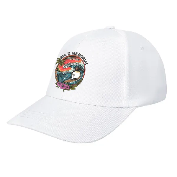 Beach Surfing Printed Bent Rubber Baseball Cap