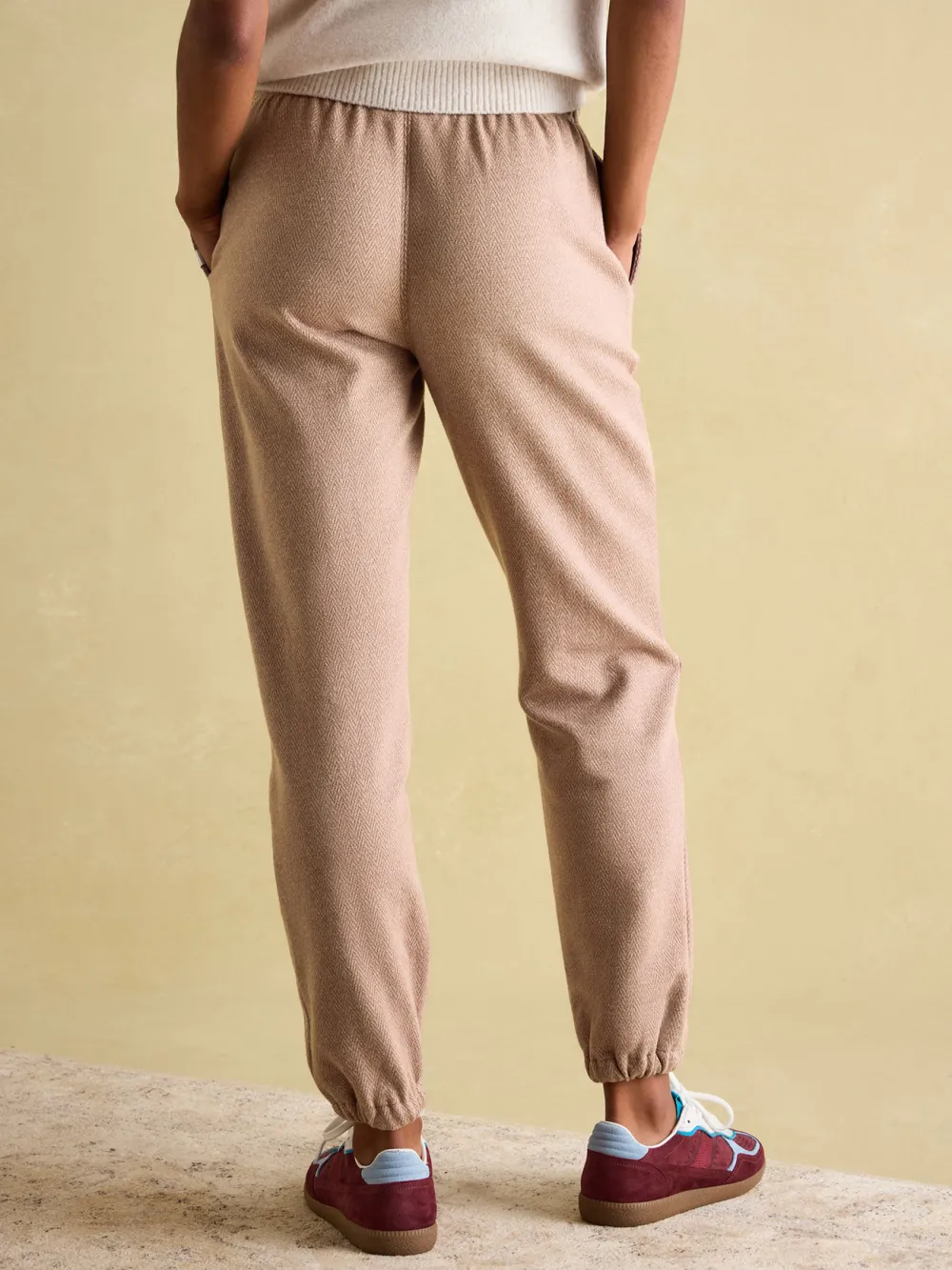 Brown Herringbone Jersey Slim Leg Joggers