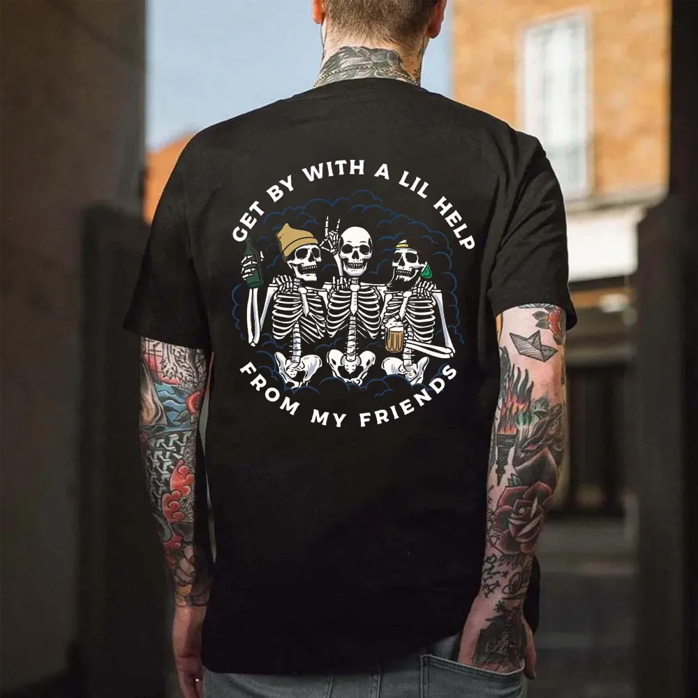 Get By With A Lil Help From My Friends Printed Men's T-shirt
