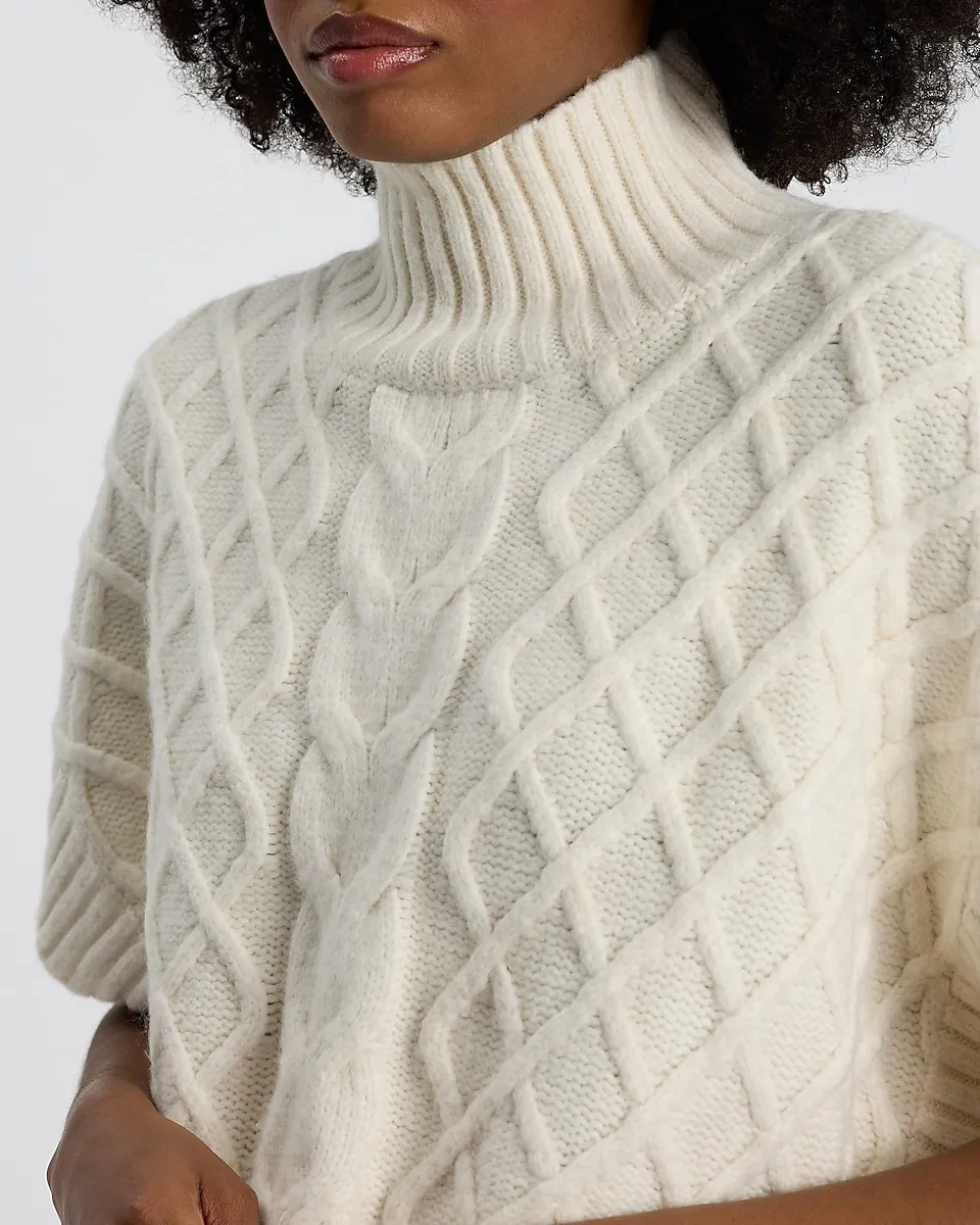 Cable Knit Turtleneck Oversized Sweater Vest