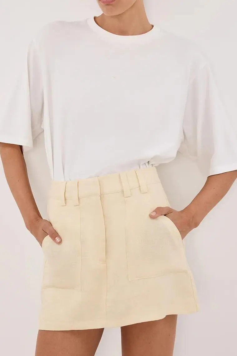 EVA LEMON LINEN SKORT