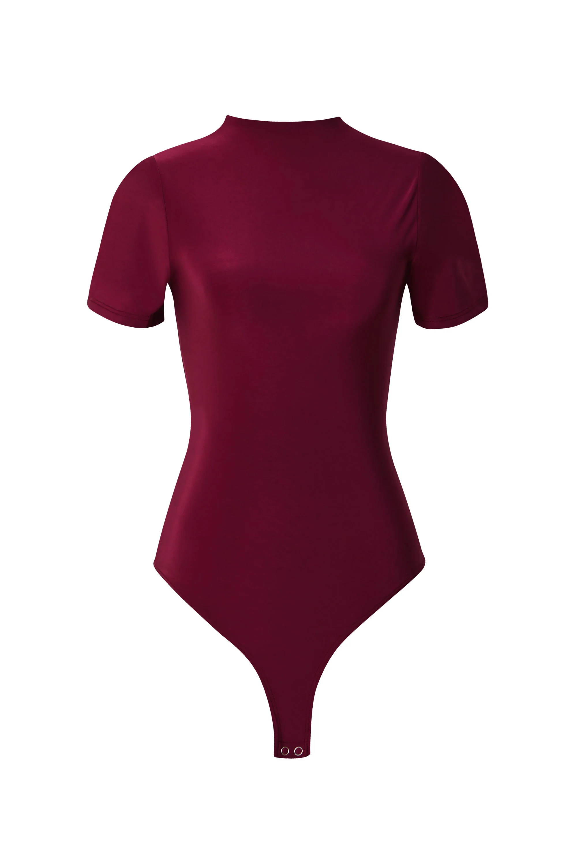 Wine Round Neck Short Sleeve Bodysuit