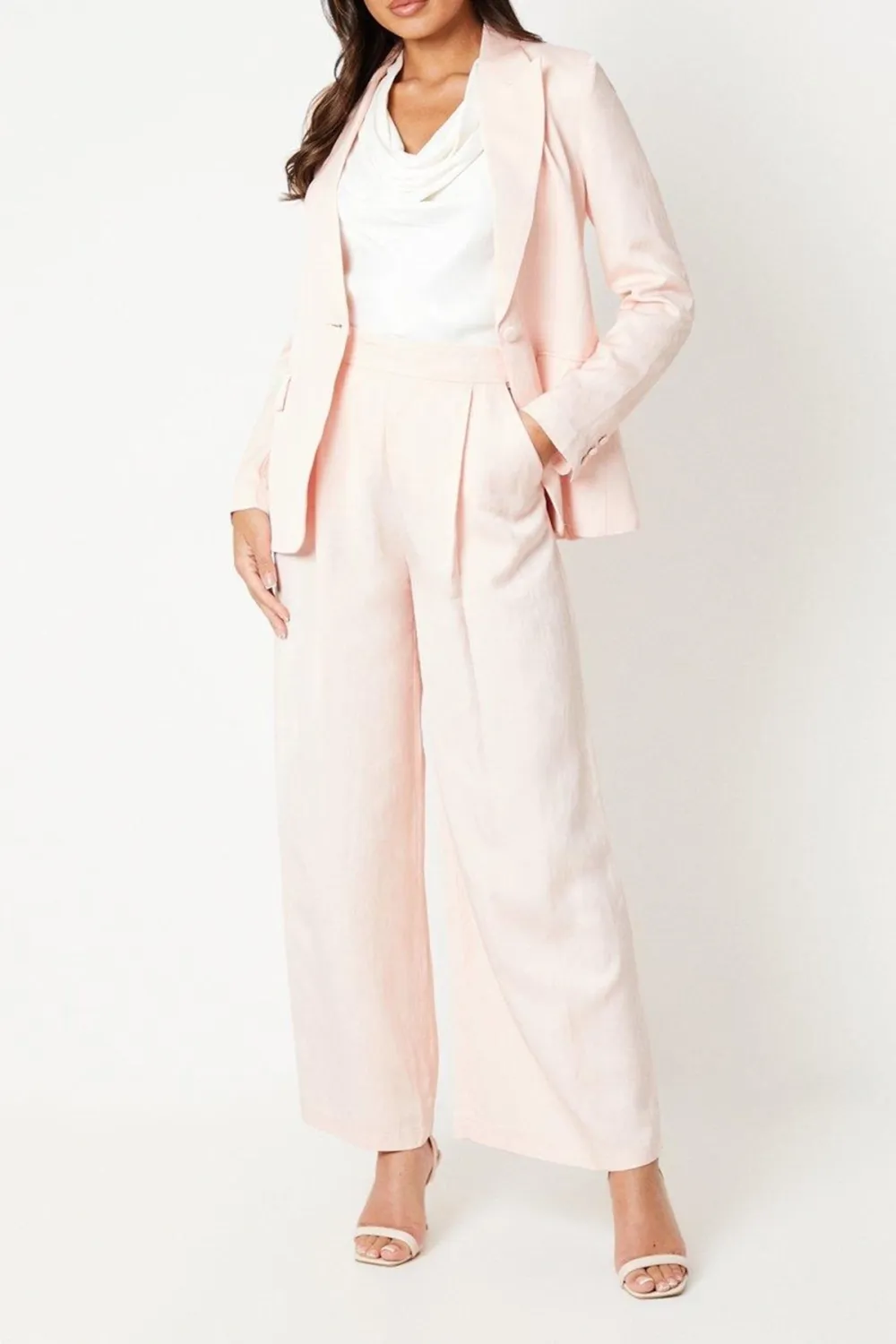 Premium Linen Mix Wide Leg Trouser