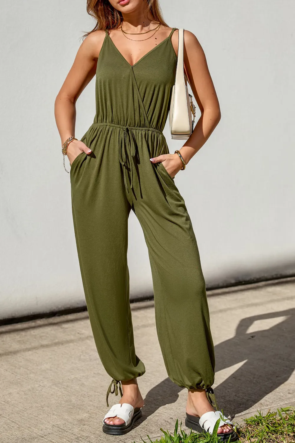 Forest Green Drawstring Jumpsuit