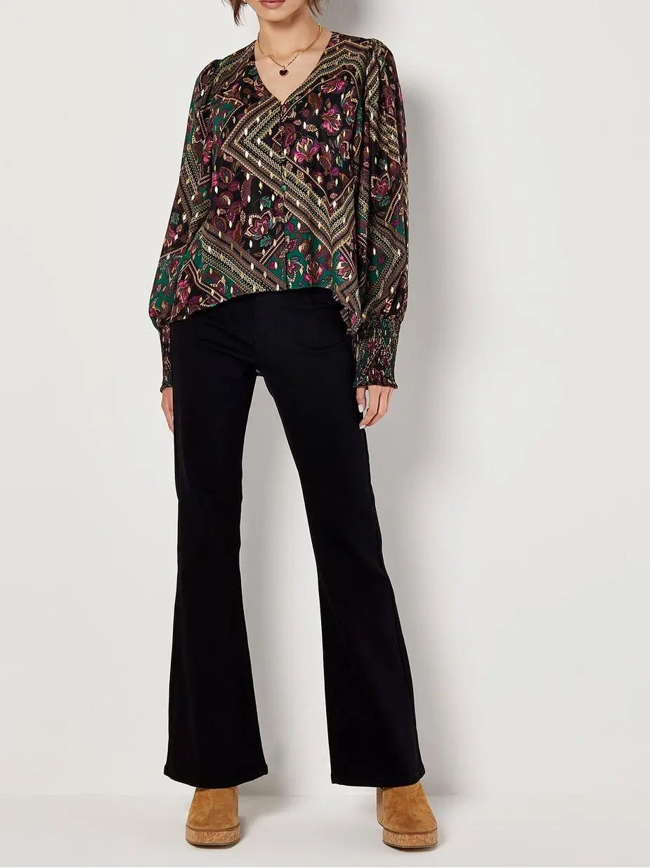 Gold Foil Floral Blouse