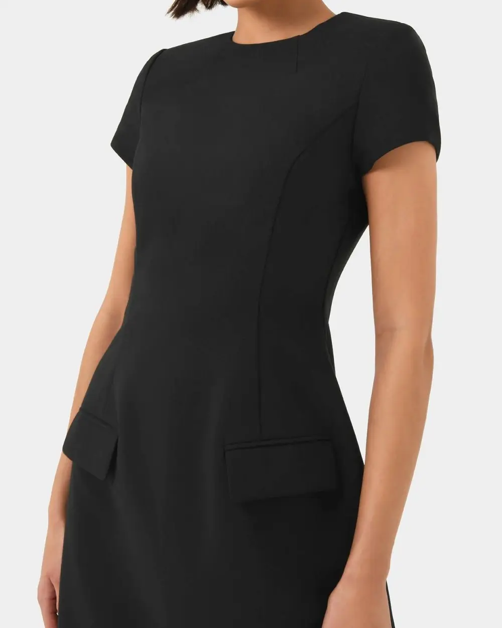 Round Neckline Panel Tailored Dress