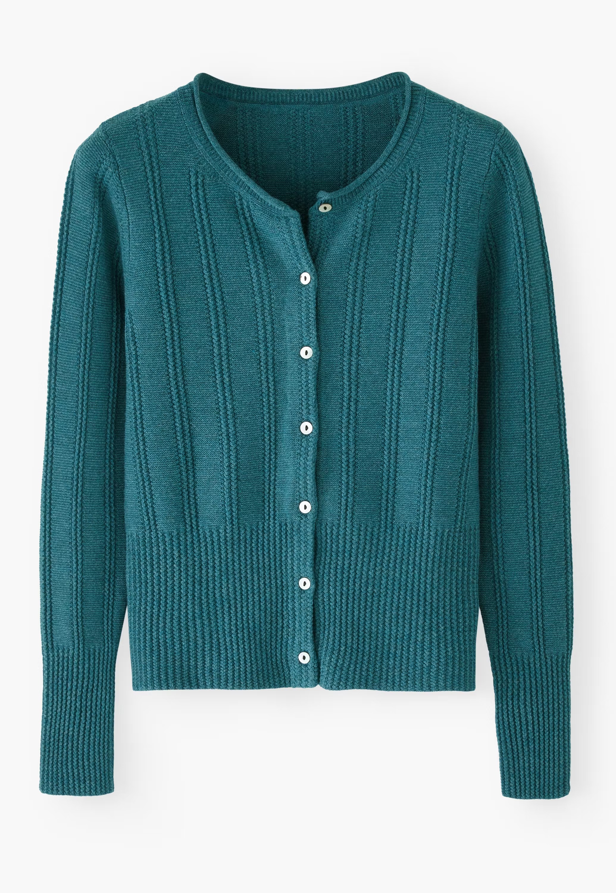 Stripe-stitch cardigan
Wool & organic cotton