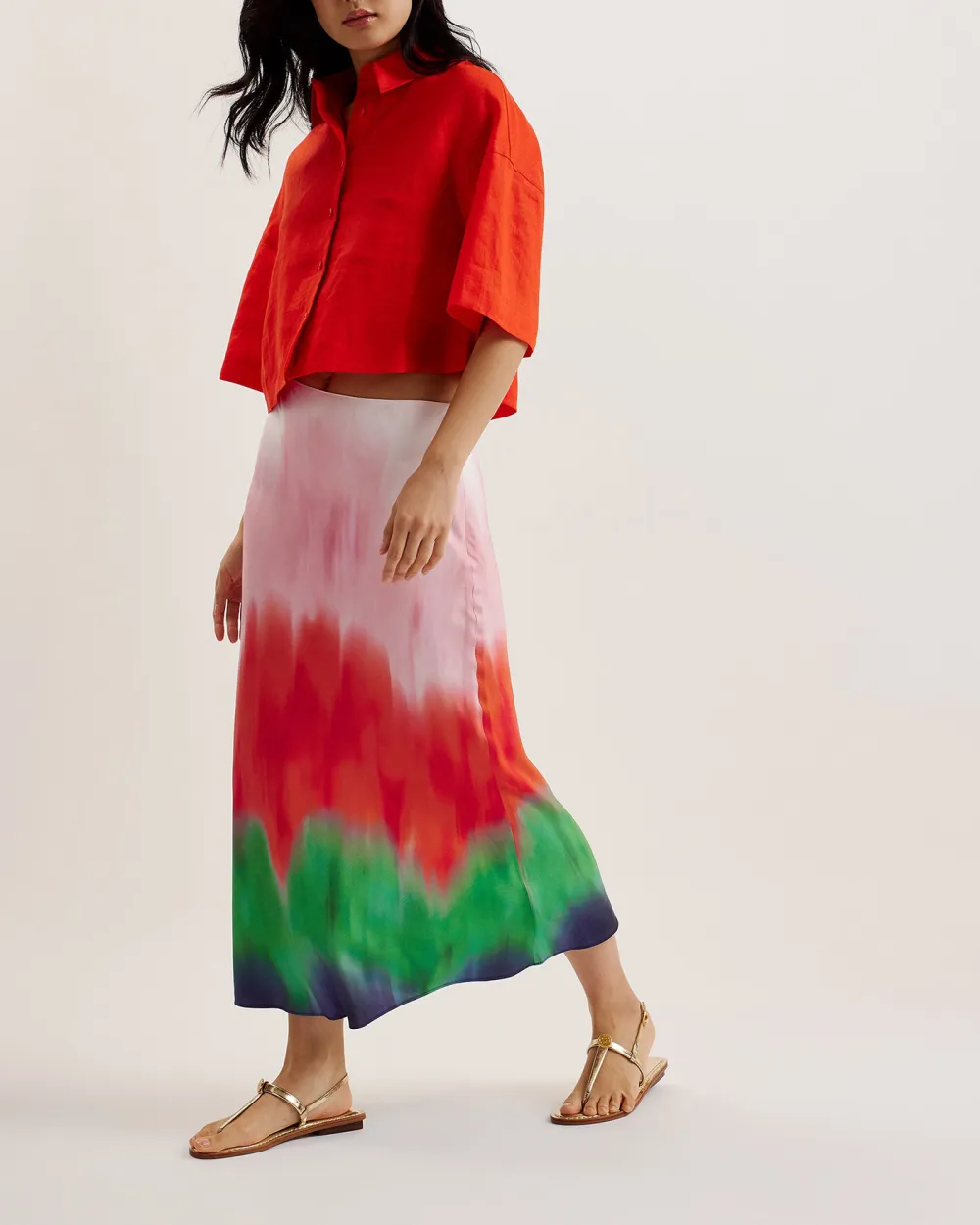 Atsuii Ombre Midi Skirt Multicol