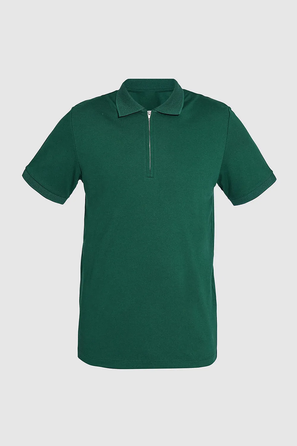 Green Organic Cotton Zipped Polo