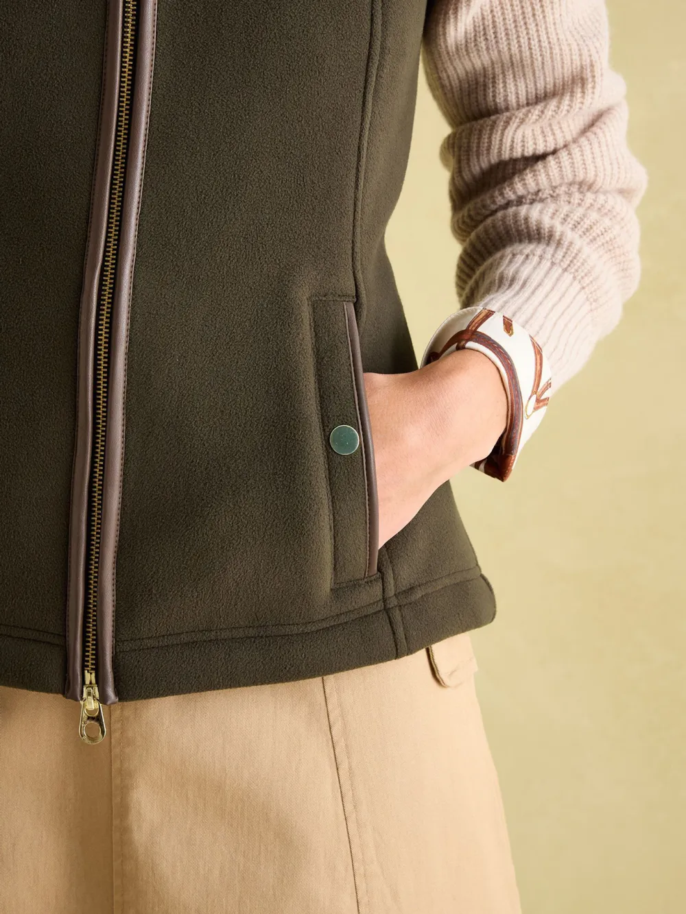 Slight Stretch Fairbourne Green Fleece Gilet