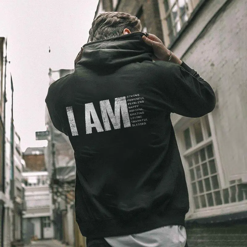 I Am Strong Printed Casual Hoodie