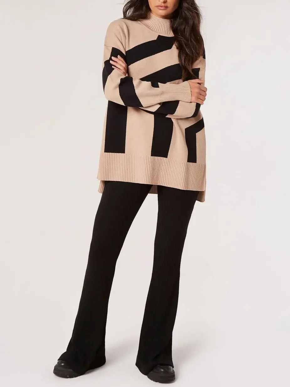 Oversized Geometric Stripe Jumper