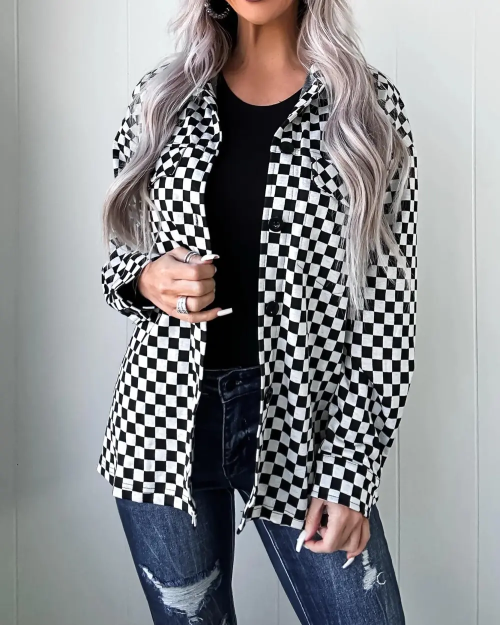 Modern Classic Checkered Jacket - Black