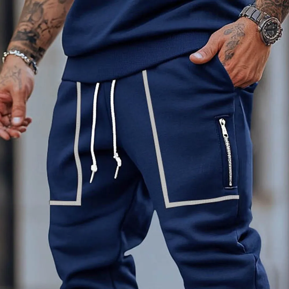 Men's Vintage Zipper Pocket Elastic Drawstring Sweatpants Joggers