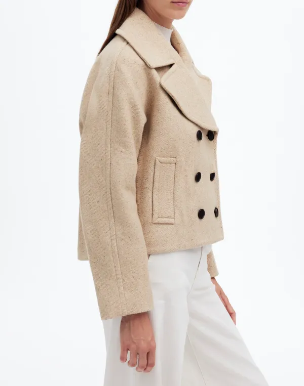 Oversized-Collar Short Peacoat