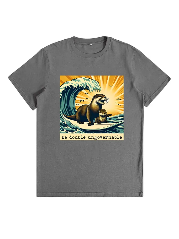 Be Double Ungovernable 841 Surfing Otter With Baby T-Shirt