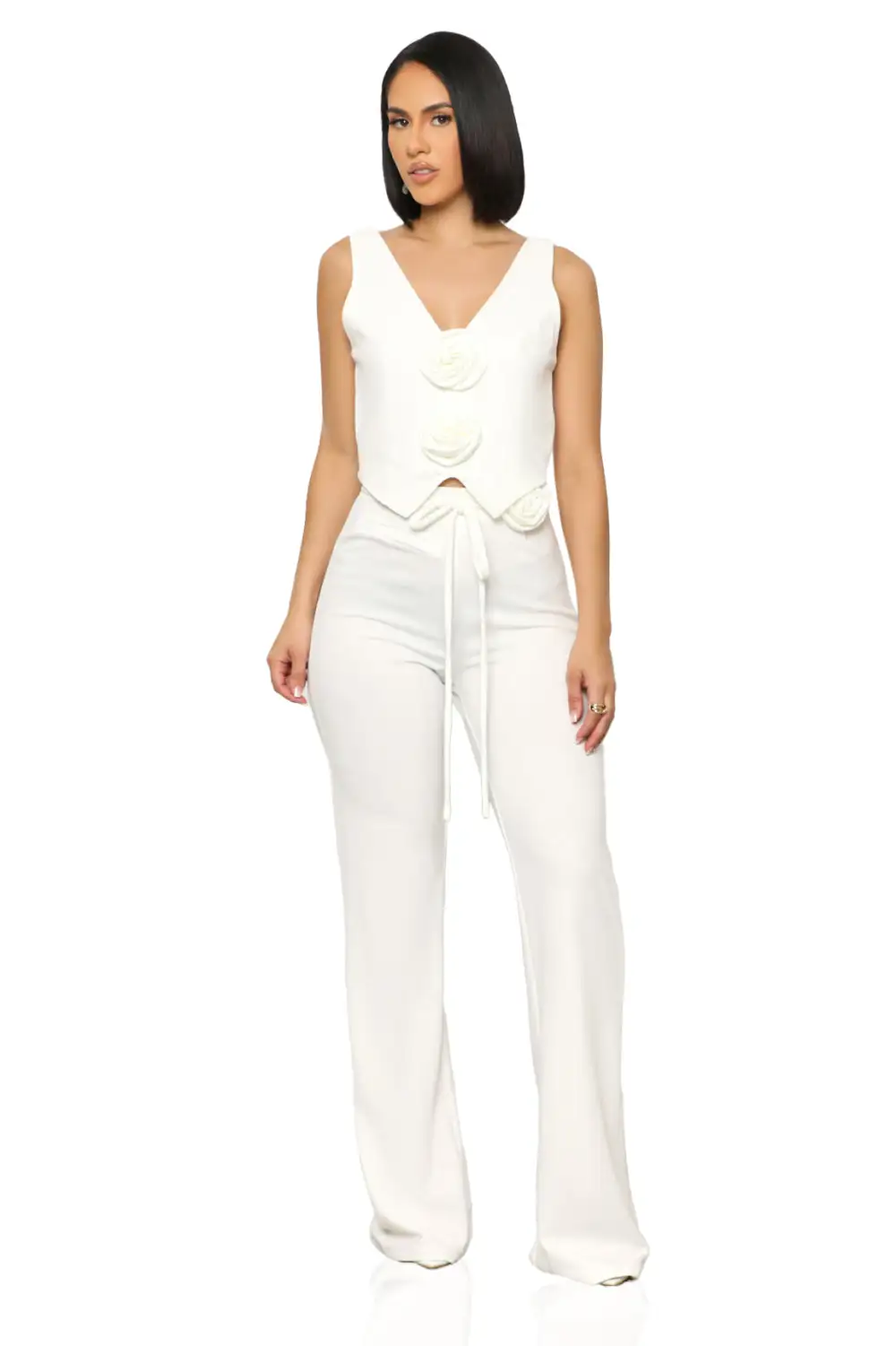 Rose Drift Pants Set (White)