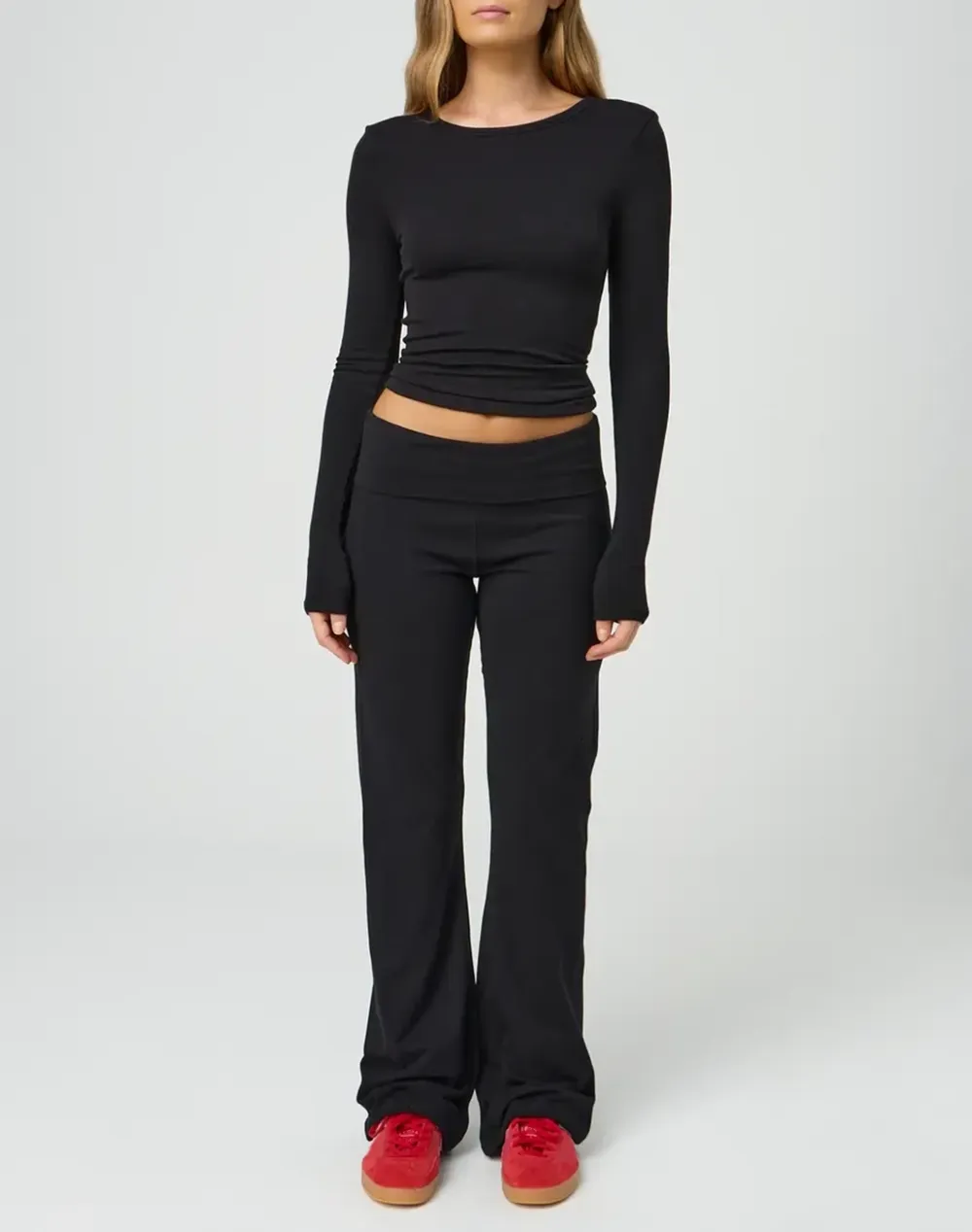 Cotton Foldover Flare Pant