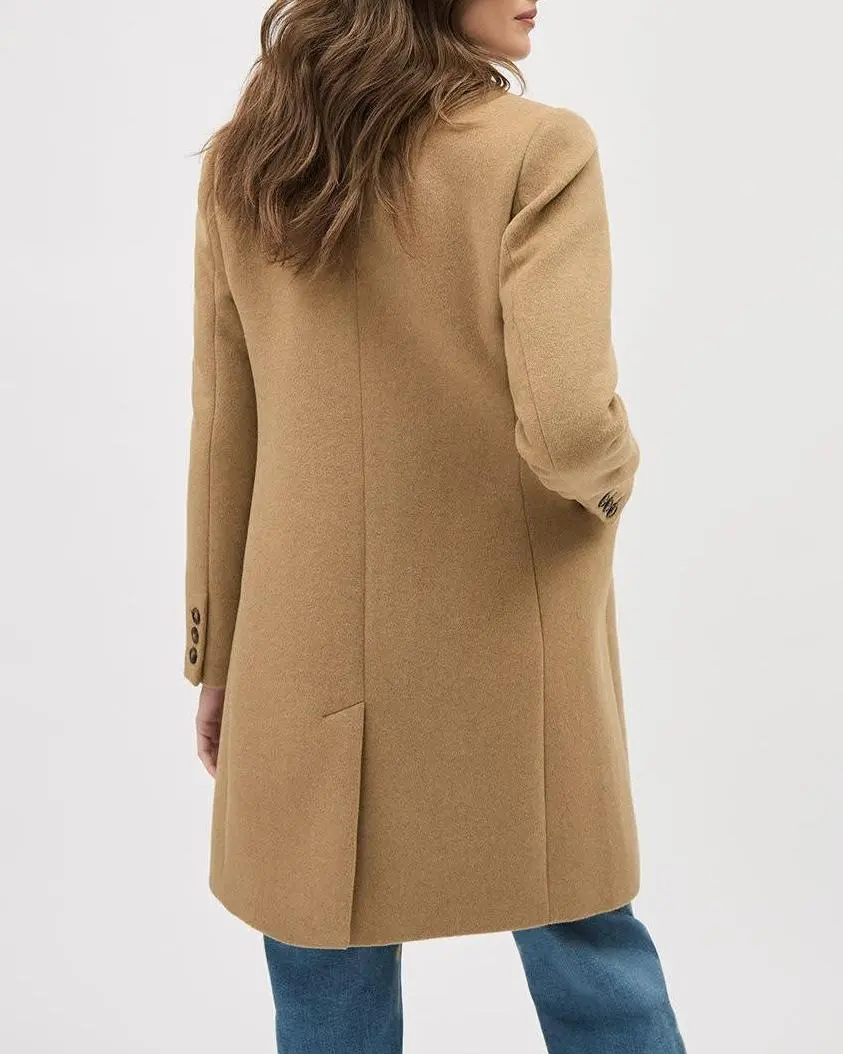 Classic Three-Button Closure Wool Coat