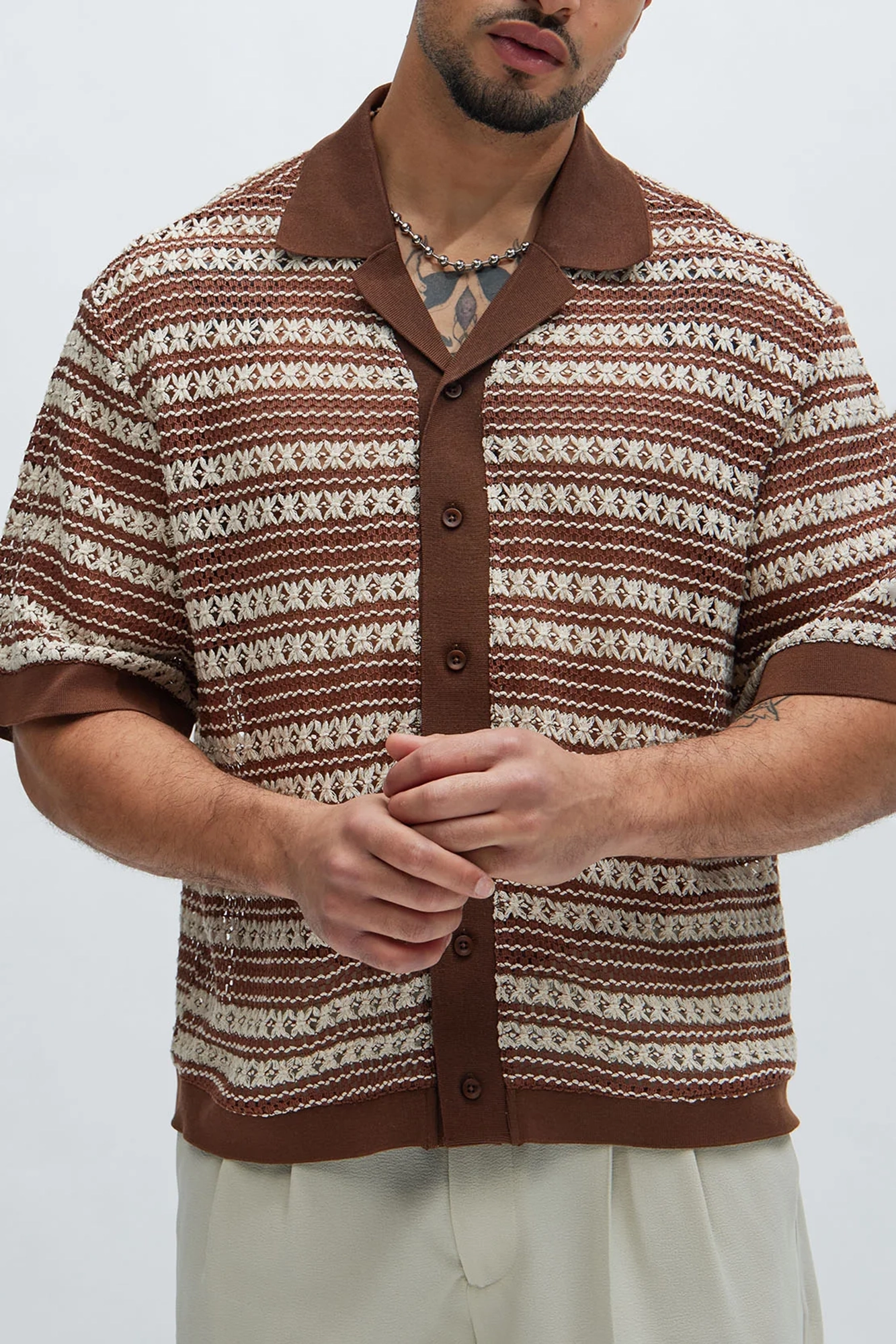 Mario Textured Shirt - Brown/combo