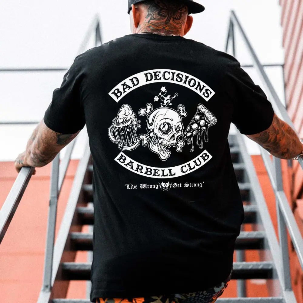 Bad Decisions Barbell Club Printed Men's T-shirt